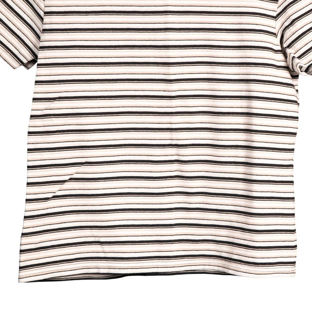 Croft & Barrow Striped VNeck Shirt L Womens Black Cream White Short Sleeve - Picture 3 of 5